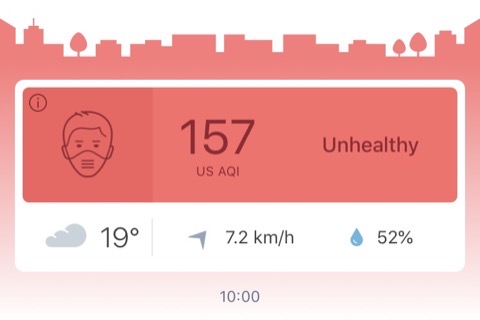 Today's AQI (157; Bad)